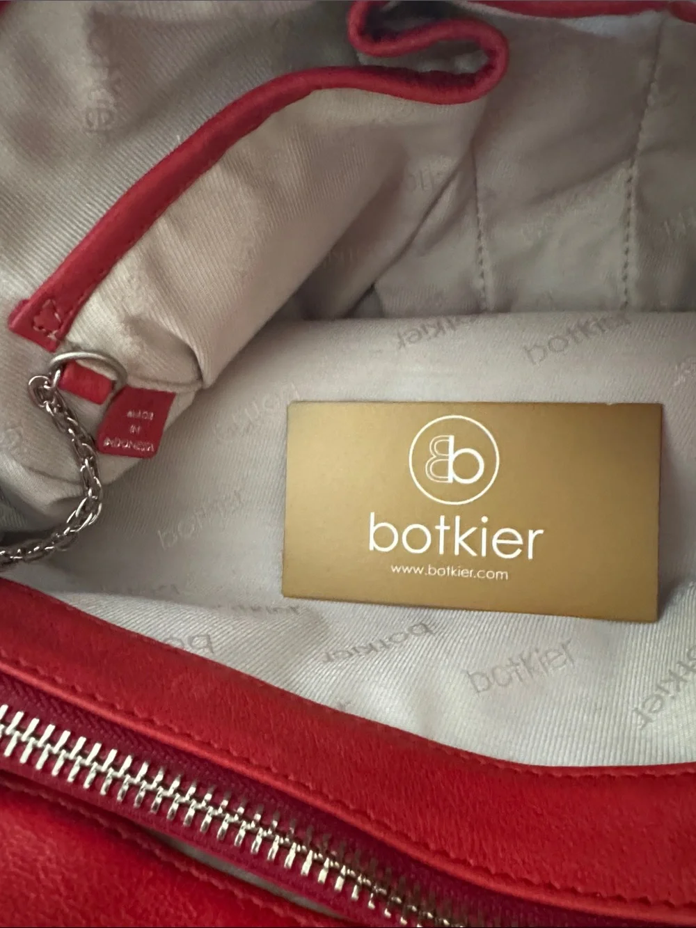 BOTKIER Charlotte Red Lambskin Leather Satchel Shoulder Bag Silver Hardware EUC